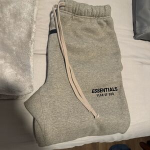 Essentials Beige Grey Fleece Lounge Sweatpants